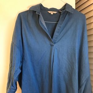 French Connection Poplin Popover in light denim